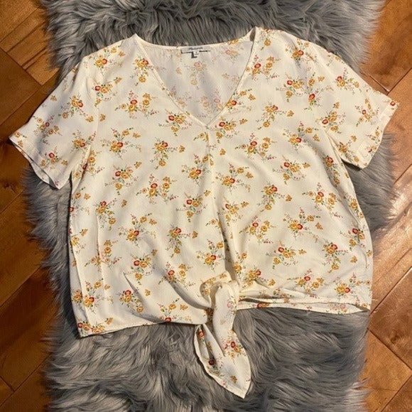 Madewell Novel Tie-Front Top Windowbox Floral Sz M - Picture 4 of 7